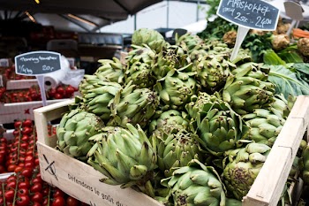 Artichokes at a farmers market 