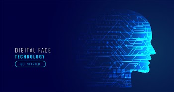 Artificial intelligence concept robotic face Free Vector