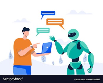 artificial intelligence doing tasks at laptop