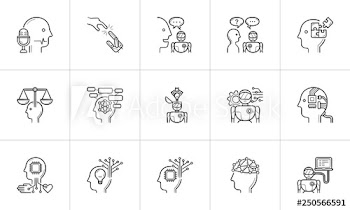 Artificial intelligence hand drawn outline doodle icon set