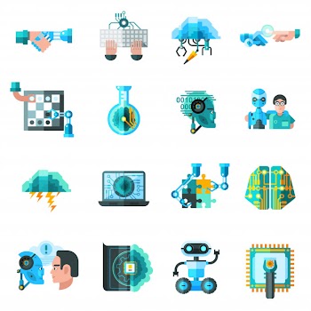 Artificial intelligence icons set