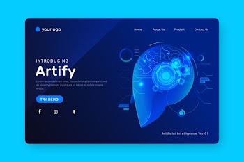 Artificial intelligence landing page Free Vector