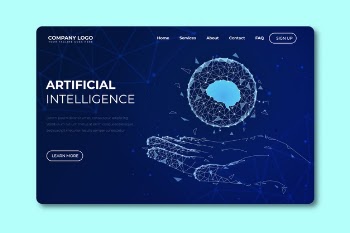 Artificial intelligence landing page template Free Vector
