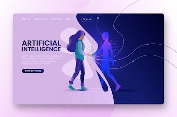 Artificial intelligence landing page template Free Vector