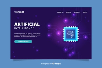 Artificial intelligence landing page template Free Vector