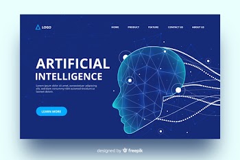 Artificial intelligence with virtual cables landing page Free Vector