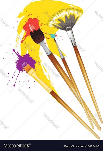 Artist Brushes with Paint3 vector image
