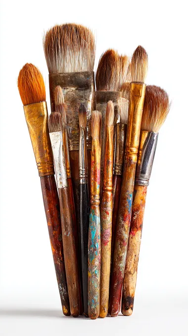 Artist Paintbrushes in Studio Lighting