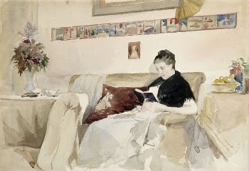 Artist’s wife reading on the sofa, | Free Photo - rawpixel
