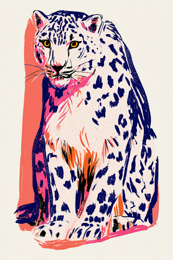 Artistic Illustration of a Snow Leopard