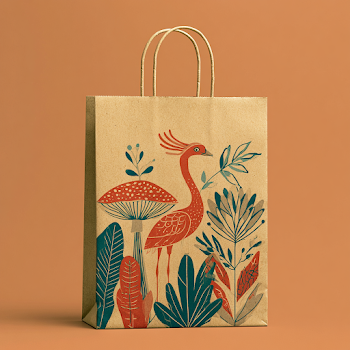 Artistic Paper Bag with Tropical Design