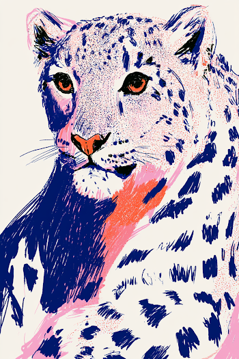 Artistic Representation of a Snow Leopard
