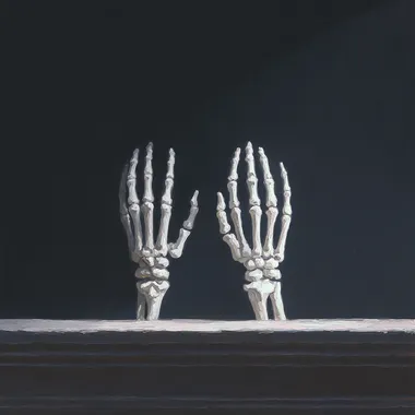 Artistic Skeleton Hands Holding Flat Surface Artistic Skeleton Hands Holding Flat Surface