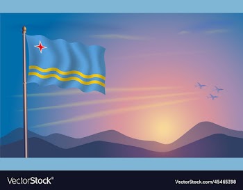 aruba flag in the morning sun