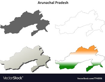 Arunachal Pradesh blank outline map set vector image