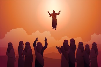 Ascension day illustration with jesus christ Free Vector
