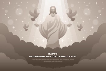 Ascension day with jesus and doves Free Vector