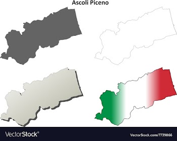 Ascoli Piceno blank detailed outline map set vector image