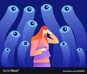 ashamed girl hiding herself from evil eyes