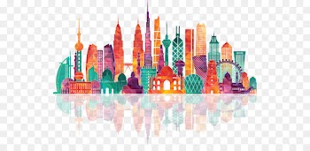 Asia Euclidean vector Illustration - Colorful Asian famous landmarks 