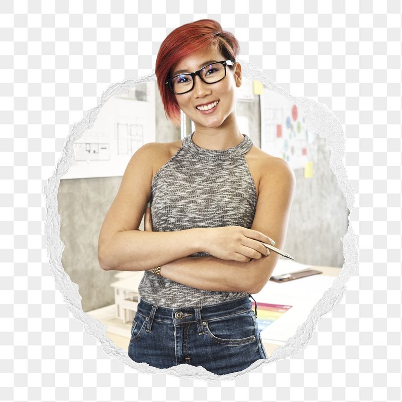 Asian architect png woman sticker, | Free PNG - rawpixel