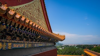 Asian Architectural Design Of A Multicolored  Roof