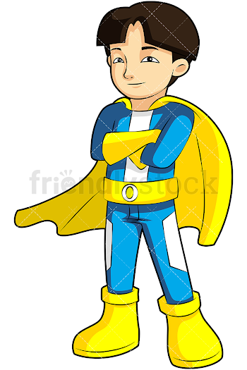 Asian Boy Superhero Cartoon Vector Clipart - FriendlyStock