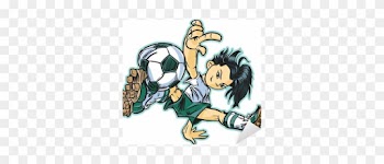 Asian Break Dancing Soccer Girl Vector Clip Art Sticker - Cool Soccer Cartoon