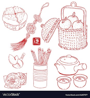 asian doodle settraditional design elements hand