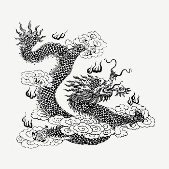 Asian dragon collage element, vintage | Free PSD - rawpixel