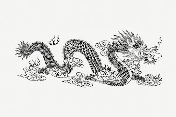 Asian dragon collage element, vintage | Free PSD - rawpixel