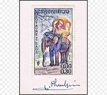 Asian elephant Paper Postage Stamps Laos Elephants - variation elephant 