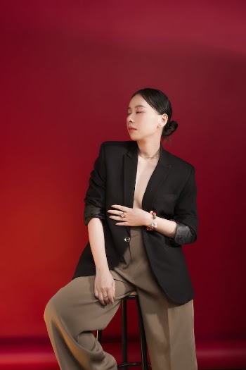 Asian female model in stylish outfit