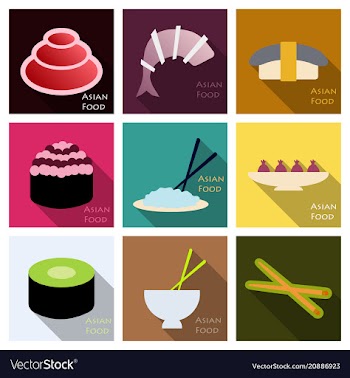 Asian food background asian food poster asian vector image