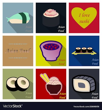 Asian food background asian food poster asian vector image
