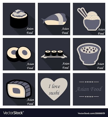 Asian food background asian food poster asian vector image