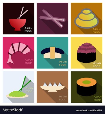Asian food background asian food poster asian vector image