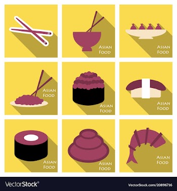 Asian food background asian food poster asian vector image