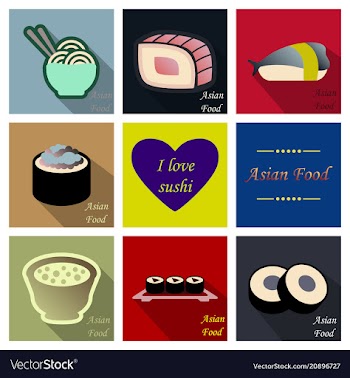 Asian food background asian food poster asian vector image