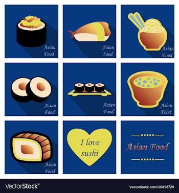 Asian food background asian food poster asian vector image