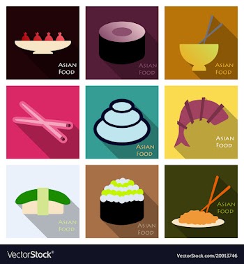 Asian food background asian food poster asian vector image