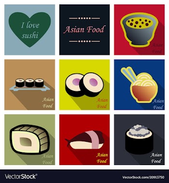 Asian food background asian food poster asian vector image