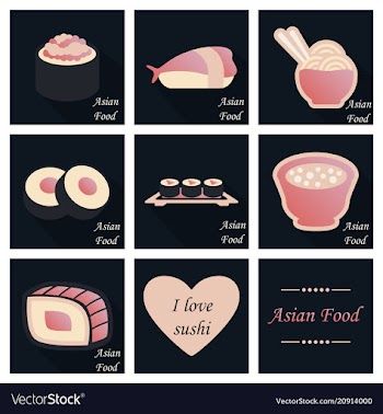 Asian food background asian food poster asian vector image