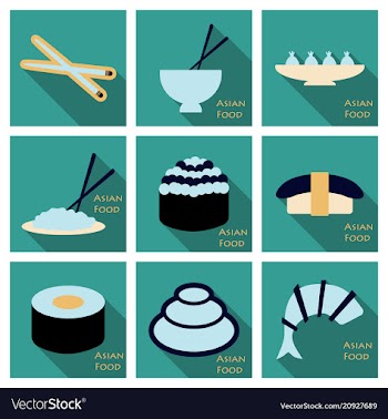 Asian food background asian food poster asian vector image