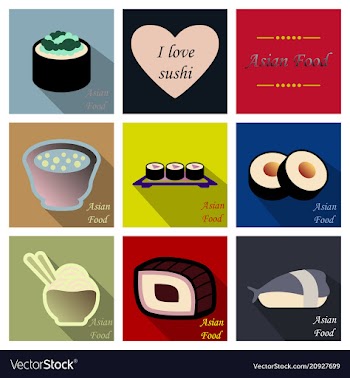 Asian food background asian food poster asian vector image