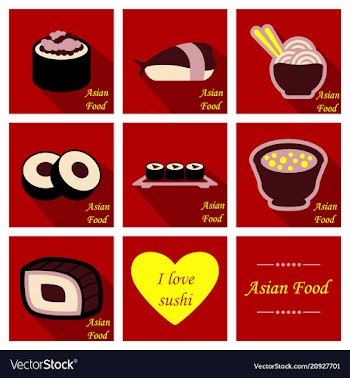 Asian food background asian food poster asian vector image