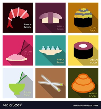 Asian food background asian food poster asian vector image