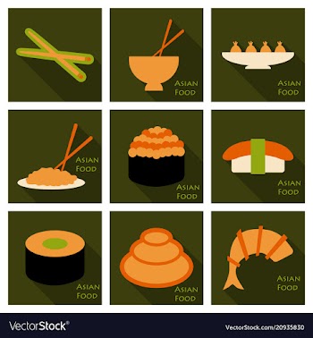 Asian food background asian food poster asian vector image