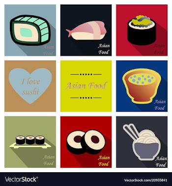 Asian food background asian food poster asian vector image