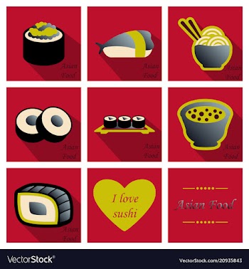Asian food background asian food poster asian vector image